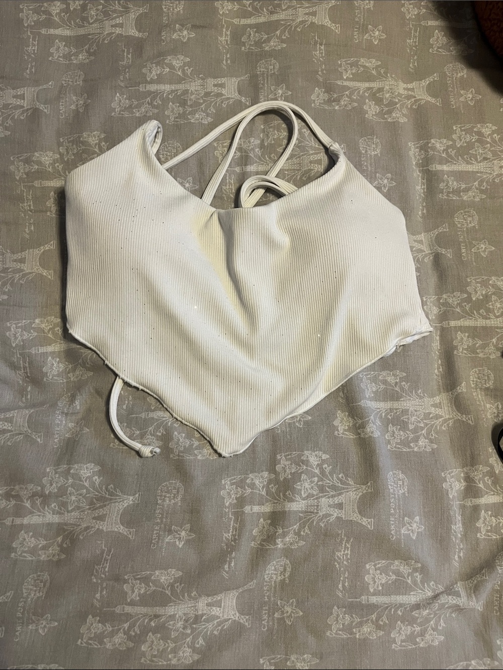 White Ribbed Halter Crop Top